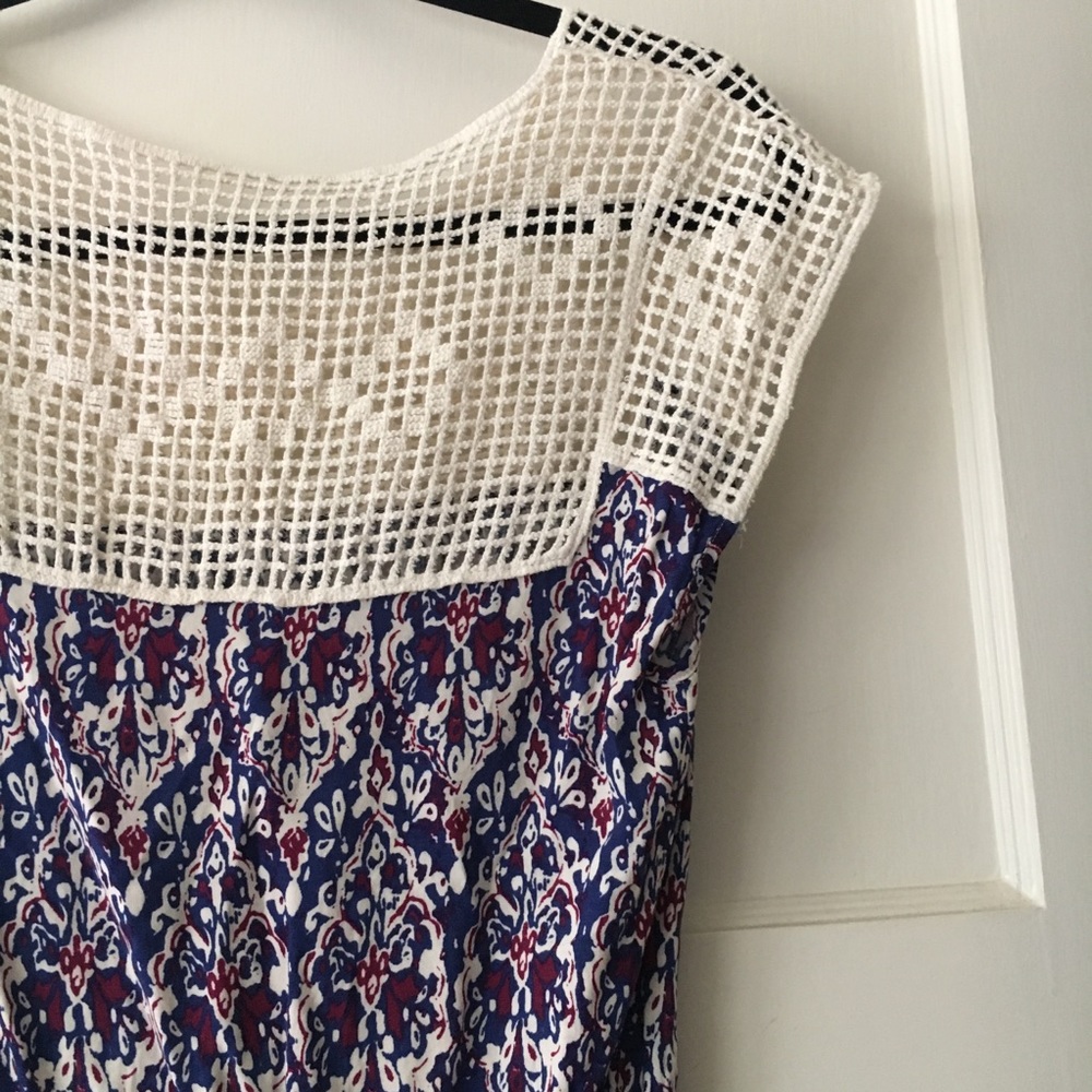 boho dress with crochet top details